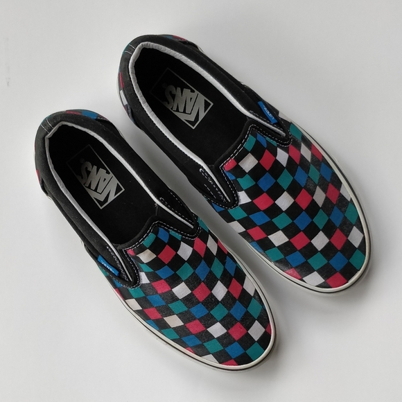 Vans Slip Slide Multi color Checkerboard Shoes 7 - Picture 9 of 10